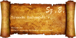 Szende Balambér névjegykártya